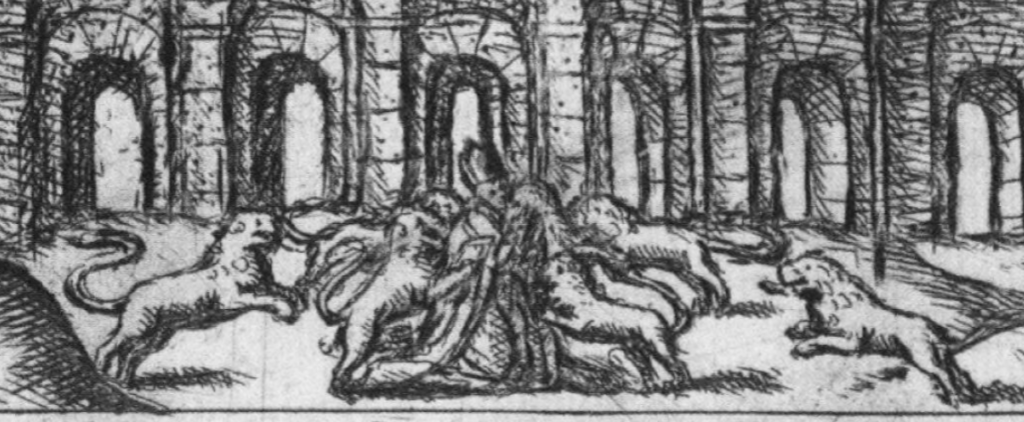 Vedute degli antichi vestigi Giovannoli detail of the Pope